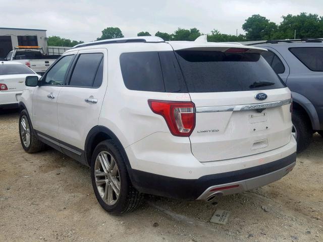 1FM5K7F87HGD12160 - 2017 FORD EXPLORER L WHITE photo 3