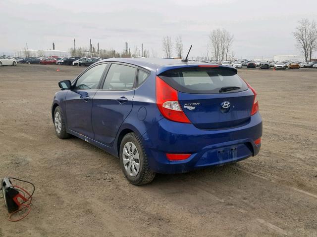 KMHCT5AE5GU255754 - 2016 HYUNDAI ACCENT SE BLUE photo 3