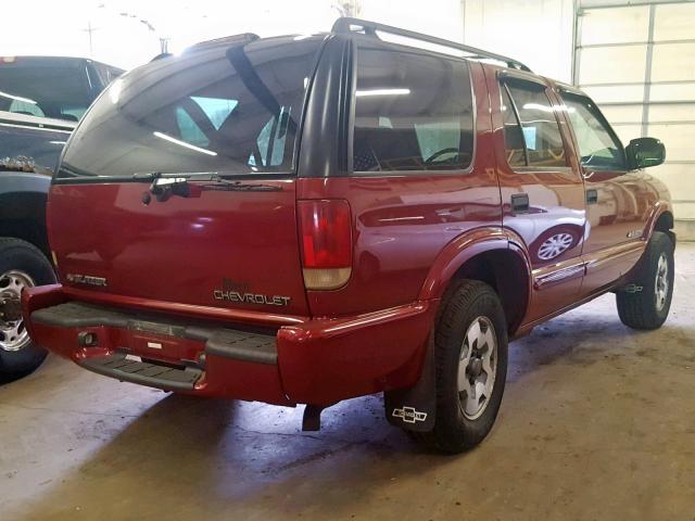 1GNDT13X13K135706 - 2003 CHEVROLET BLAZER RED photo 4