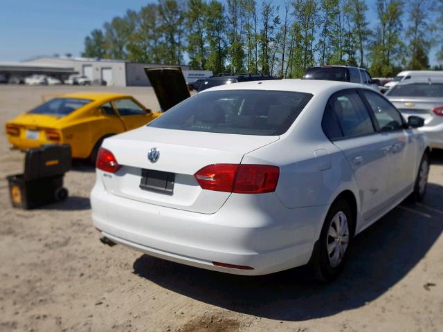 3VW2K7AJ9EM416424 - 2014 VOLKSWAGEN JETTA BASE WHITE photo 4