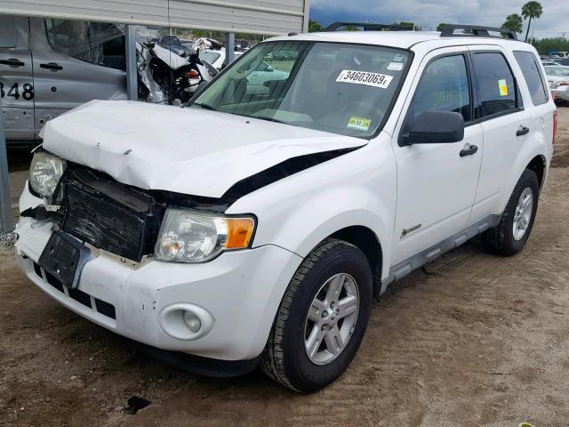 1FMCU49319KC41469 - 2009 FORD ESCAPE HYB WHITE photo 2