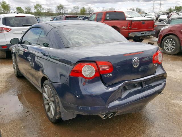WVWDB71F57V043902 - 2007 VOLKSWAGEN EOS 3.2L S BLUE photo 3