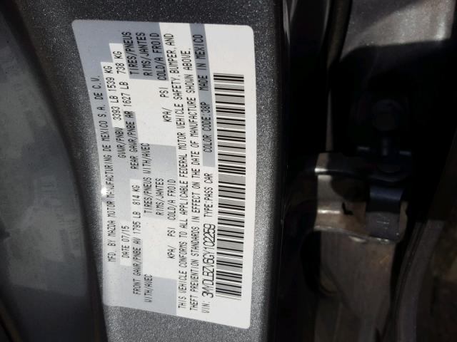 3MYDLBZV6GY102259 - 2016 TOYOTA SCION IA SILVER photo 10