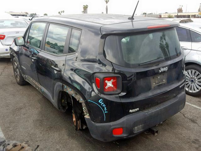 ZACCJAAT3GPD42670 - 2016 JEEP RENEGADE S BLACK photo 3