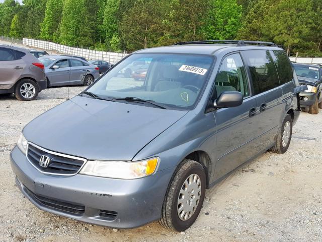 5FNRL18552B006255 - 2002 HONDA ODYSSEY LX BLUE photo 2