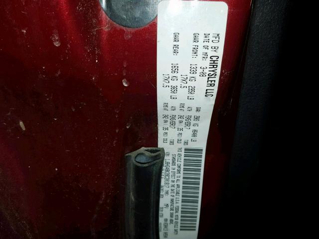 1J8HG48K28C201817 - 2008 JEEP COMMANDER BURGUNDY photo 10