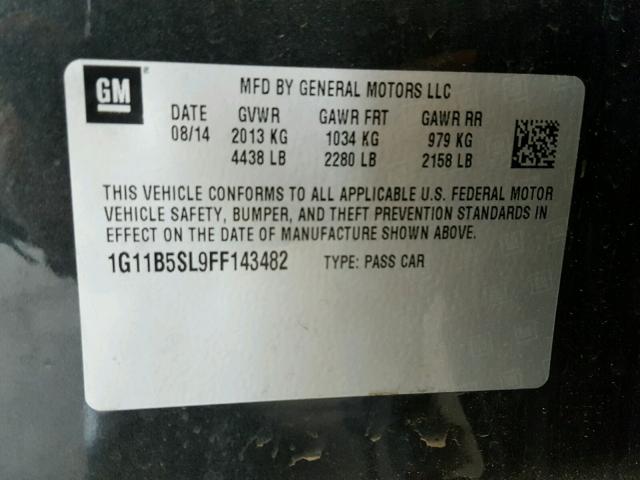 1G11B5SL9FF143482 - 2015 CHEVROLET MALIBU LS BLACK photo 10