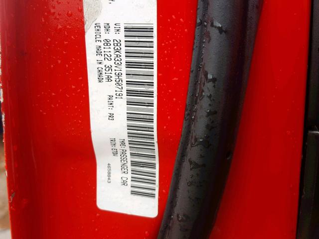 2B3KA33V19H507191 - 2009 DODGE CHARGER SX RED photo 10