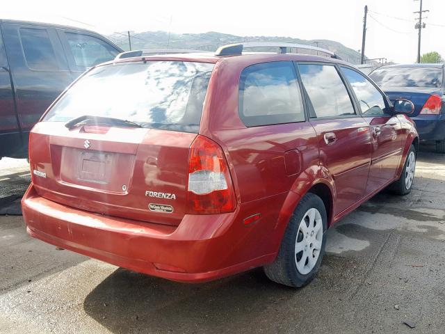 KL5JD86Z25K134278 - 2005 SUZUKI FORENZA S RED photo 4