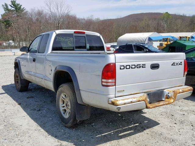1B7GG12X22S720868 - 2002 DODGE DAKOTA BAS SILVER photo 3