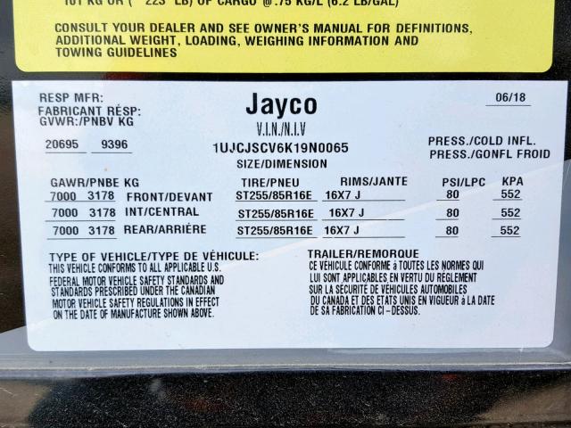 1UJCJSCV6K19N0065 - 2019 JAYCO SEISMIC GRAY photo 10