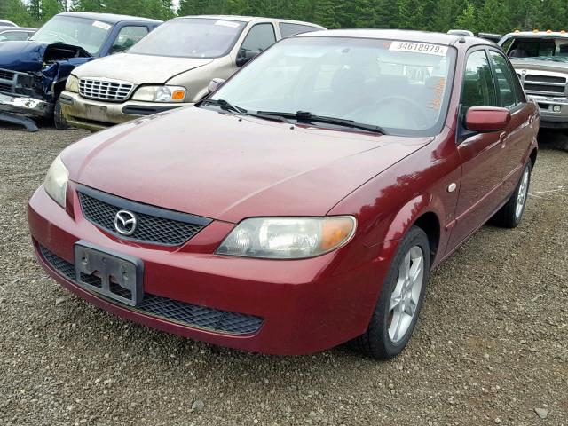 JM1BJ225630185654 - 2003 MAZDA PROTEGE DX MAROON photo 2