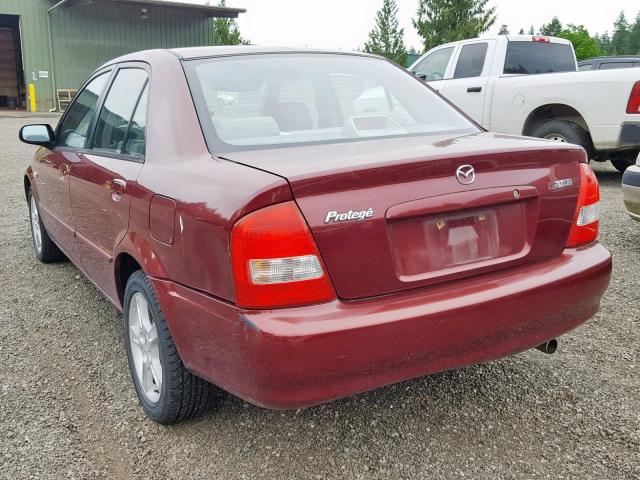 JM1BJ225630185654 - 2003 MAZDA PROTEGE DX MAROON photo 3