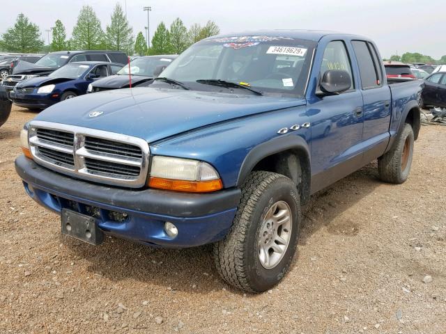 1D7HG38N44S552858 - 2004 DODGE DAKOTA QUA BLUE photo 2