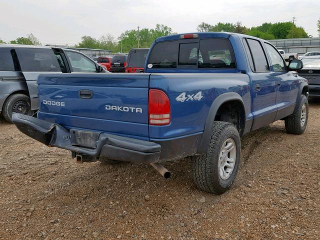 1D7HG38N44S552858 - 2004 DODGE DAKOTA QUA BLUE photo 4