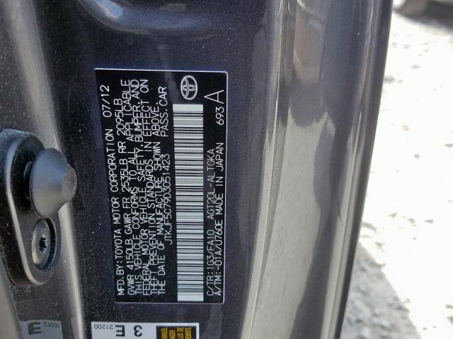 JTKJF5C79D3051423 - 2013 TOYOTA SCION TC Gris photo 10