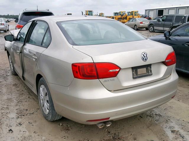 3VW2K7AJ0EM335151 - 2014 VOLKSWAGEN JETTA BASE TAN photo 3