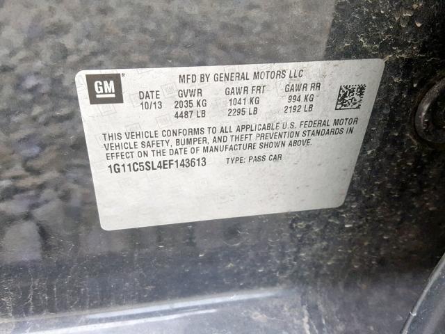 1G11C5SL4EF143613 - 2014 CHEVROLET MALIBU 1LT 黑色 照片 10