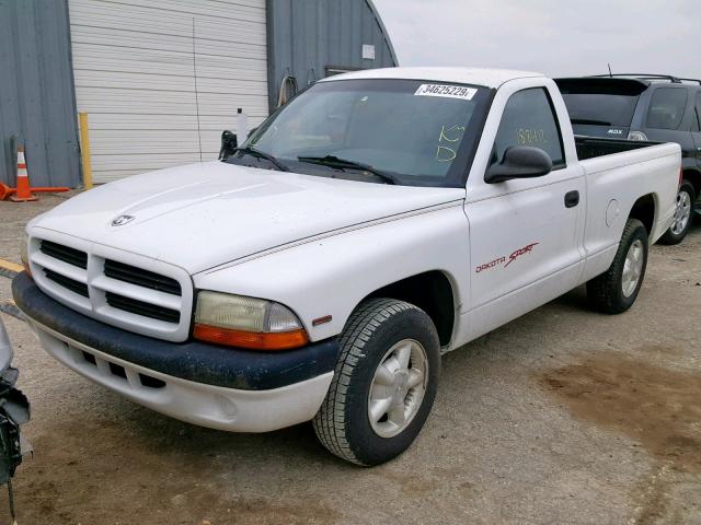 1B7FL26P7WS653620 - 1998 DODGE DAKOTA WHITE photo 2