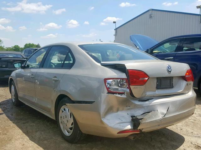 3VW1K7AJ7EM215763 - 2014 VOLKSWAGEN JETTA BASE TAN photo 3