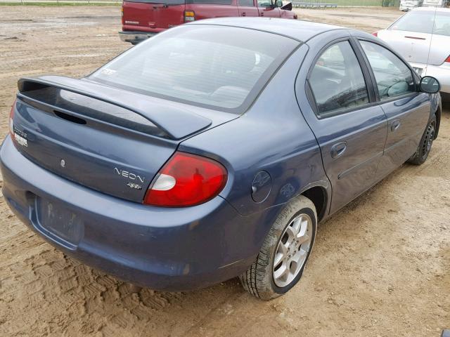 1B3ES56C82D632899 - 2002 DODGE NEON ES BLUE photo 4