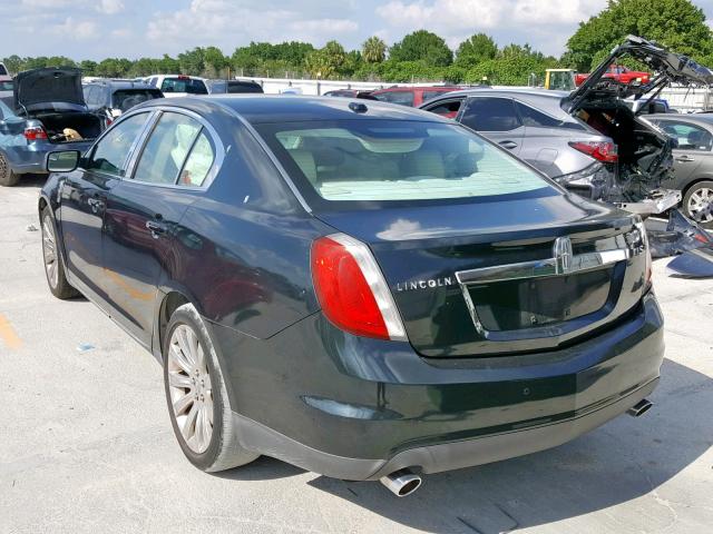 1LNHL9DR9AG602858 - 2010 LINCOLN MKS GREEN photo 3