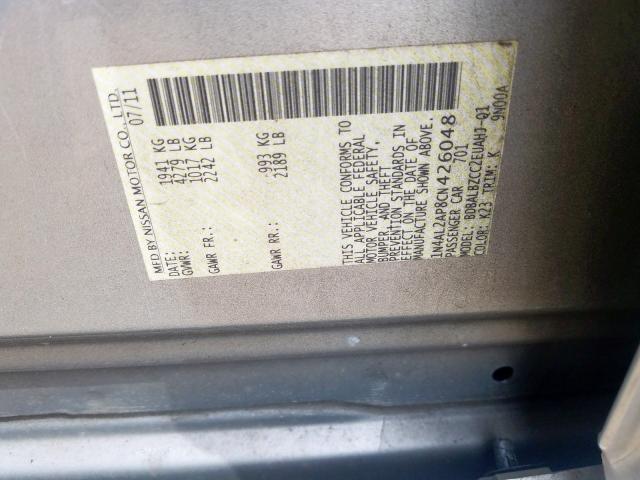 1N4AL2AP8CN426048 - 2012 NISSAN ALTIMA BASE  photo 10