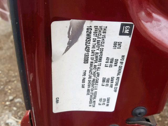 1G2WK52J42F130083 - 2002 PONTIAC GRAND PRIX 红色 照片 10