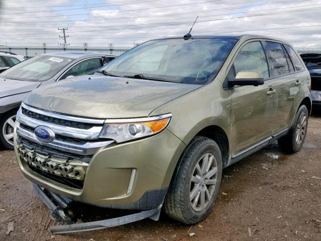 2FMDK3JC3DBA89925 - 2013 FORD EDGE SEL GREEN photo 2