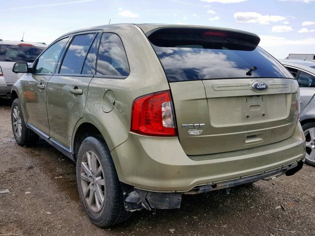 2FMDK3JC3DBA89925 - 2013 FORD EDGE SEL GREEN photo 3