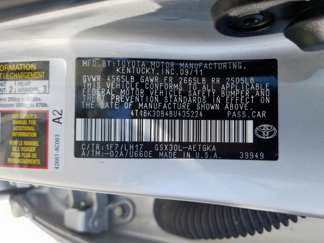 4T1BK3DB4BU435224 - 2011 TOYOTA AVALON BASE  photo 10