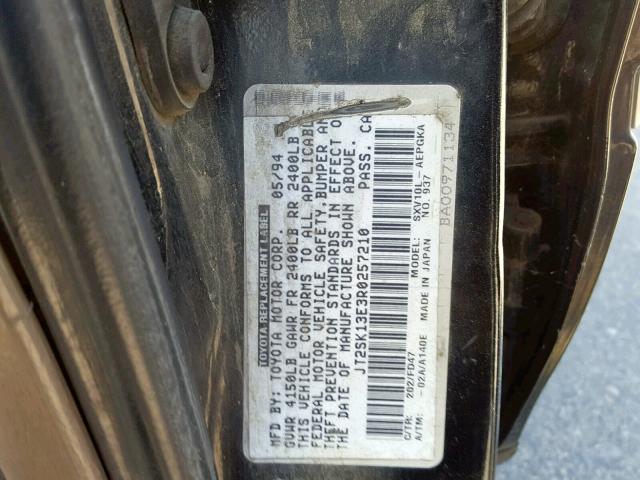 JT2SK13E3R0257210 - 1994 TOYOTA CAMRY XLE BLACK photo 10