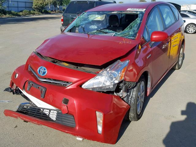 JTDZN3EU2EJ010066 - 2014 TOYOTA PRIUS V RED photo 2