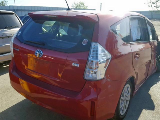 JTDZN3EU2EJ010066 - 2014 TOYOTA PRIUS V RED photo 4