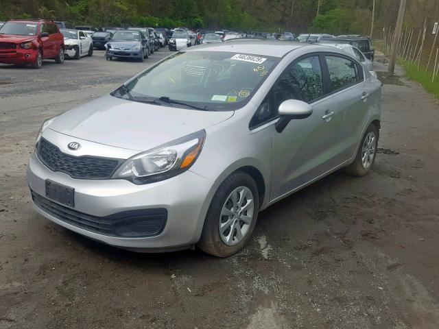 KNADM4A37E6407370 - 2014 KIA RIO LX SILVER photo 2