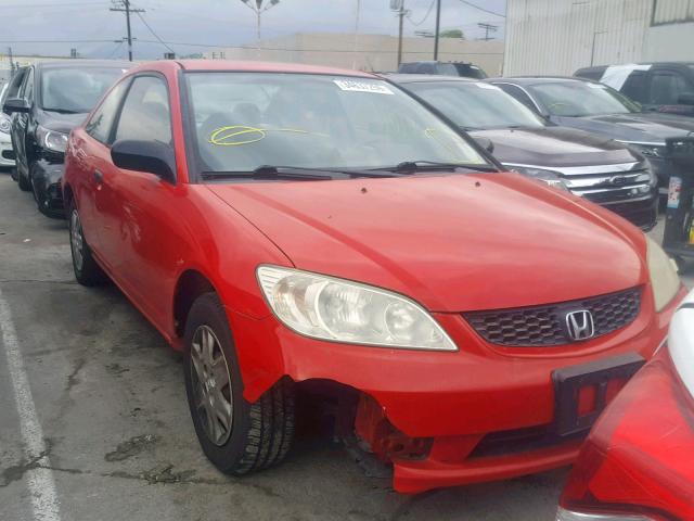 1HGEM211X5L078760 - 2005 HONDA CIVIC DX V RED photo 1