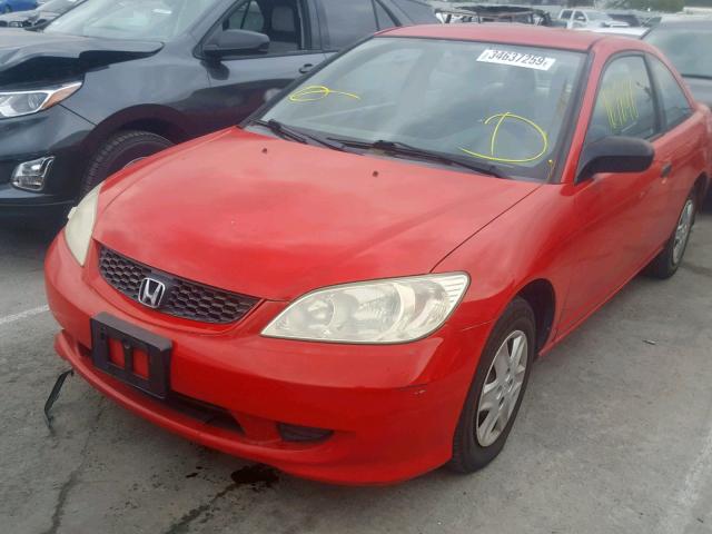 1HGEM211X5L078760 - 2005 HONDA CIVIC DX V RED photo 2