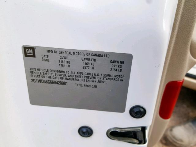 2G1WD58C669428981 - 2006 CHEVROLET IMPALA SUP თეთრი ფოტო 10
