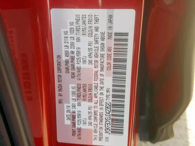 JM3KFBCM3J0423620 - 2018 MAZDA CX-5 TOURI RED photo 10