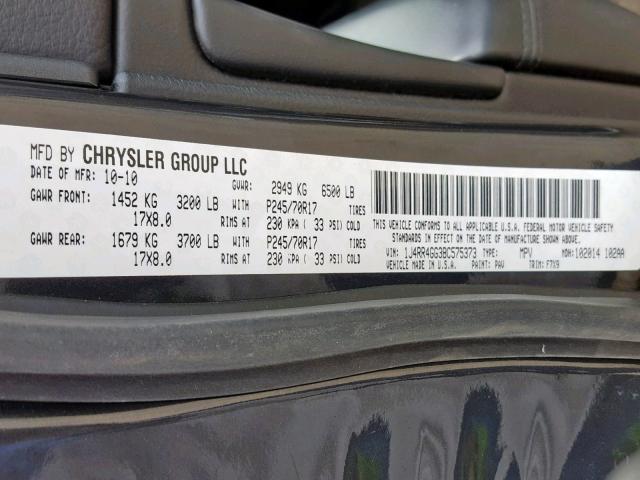 1J4RR4GG3BC575373 - 2011 JEEP GRAND CHER CHARCOAL photo 10