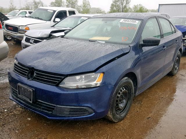 3VW1K7AJ6EM371924 - 2014 VOLKSWAGEN JETTA BASE BLUE photo 2