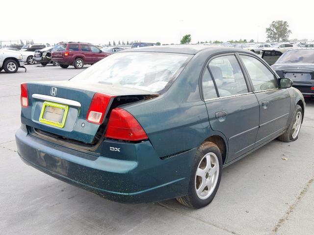 1HGES15351L032209 - 2001 HONDA CIVIC DX GREEN photo 4