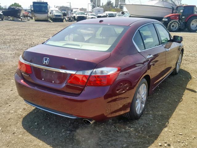 1HGCR2F82DA227879 - 2013 HONDA ACCORD EXL BURGUNDY photo 4