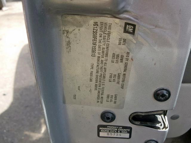 1G1ZS58F67F155613 - 2007 CHEVROLET MALIBU LS 银色 照片 10