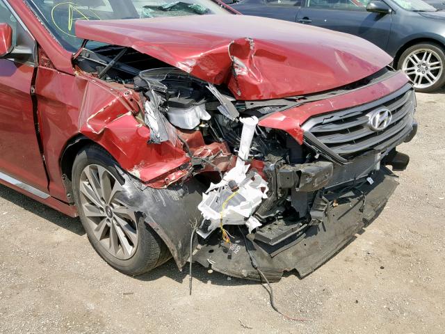 5NPE34AF0FH246937 - 2015 HYUNDAI SONATA SPO RED photo 9