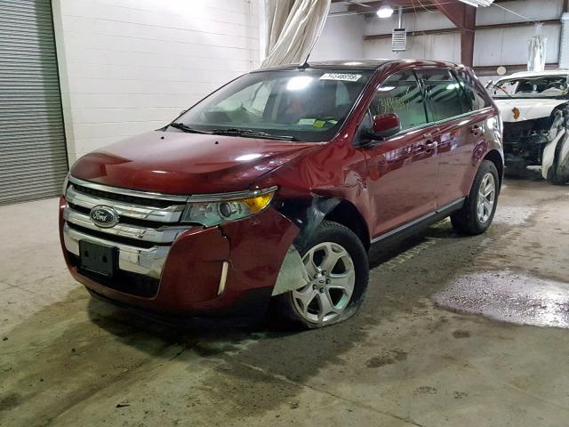 2FMDK3JC9EBA45266 - 2014 FORD EDGE SEL RED photo 2