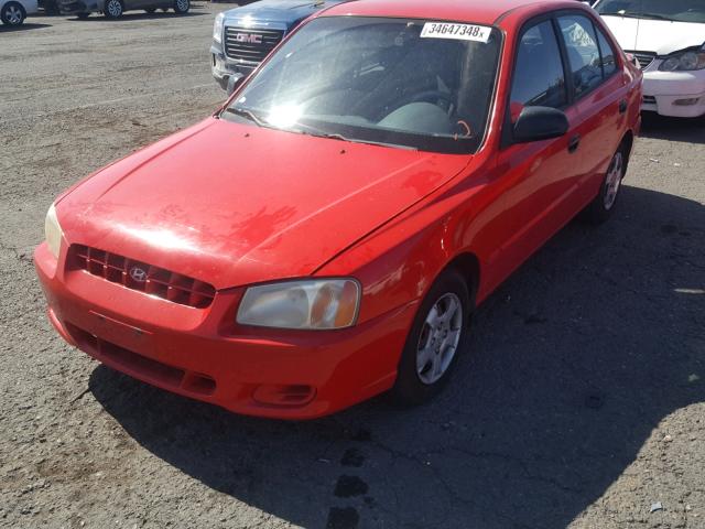 KMHCG45C01U211305 - 2001 HYUNDAI ACCENT GL RED photo 2