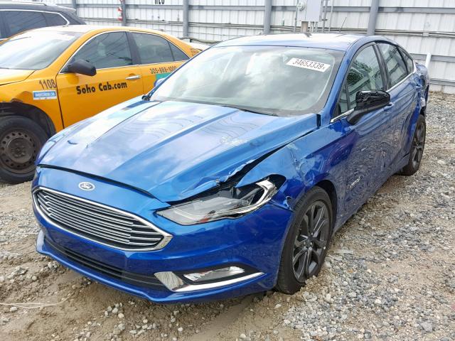 3FA6P0LU0JR138343 - 2018 FORD FUSION SE BLUE photo 2