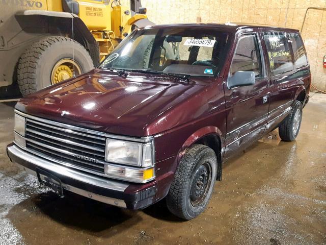 2P4FH21K4JR669647 - 1988 PLYMOUTH VOYAGER MAROON photo 2