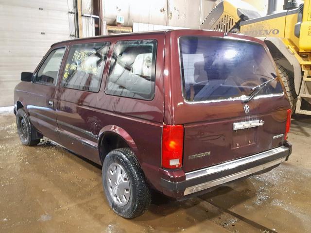 2P4FH21K4JR669647 - 1988 PLYMOUTH VOYAGER MAROON photo 3